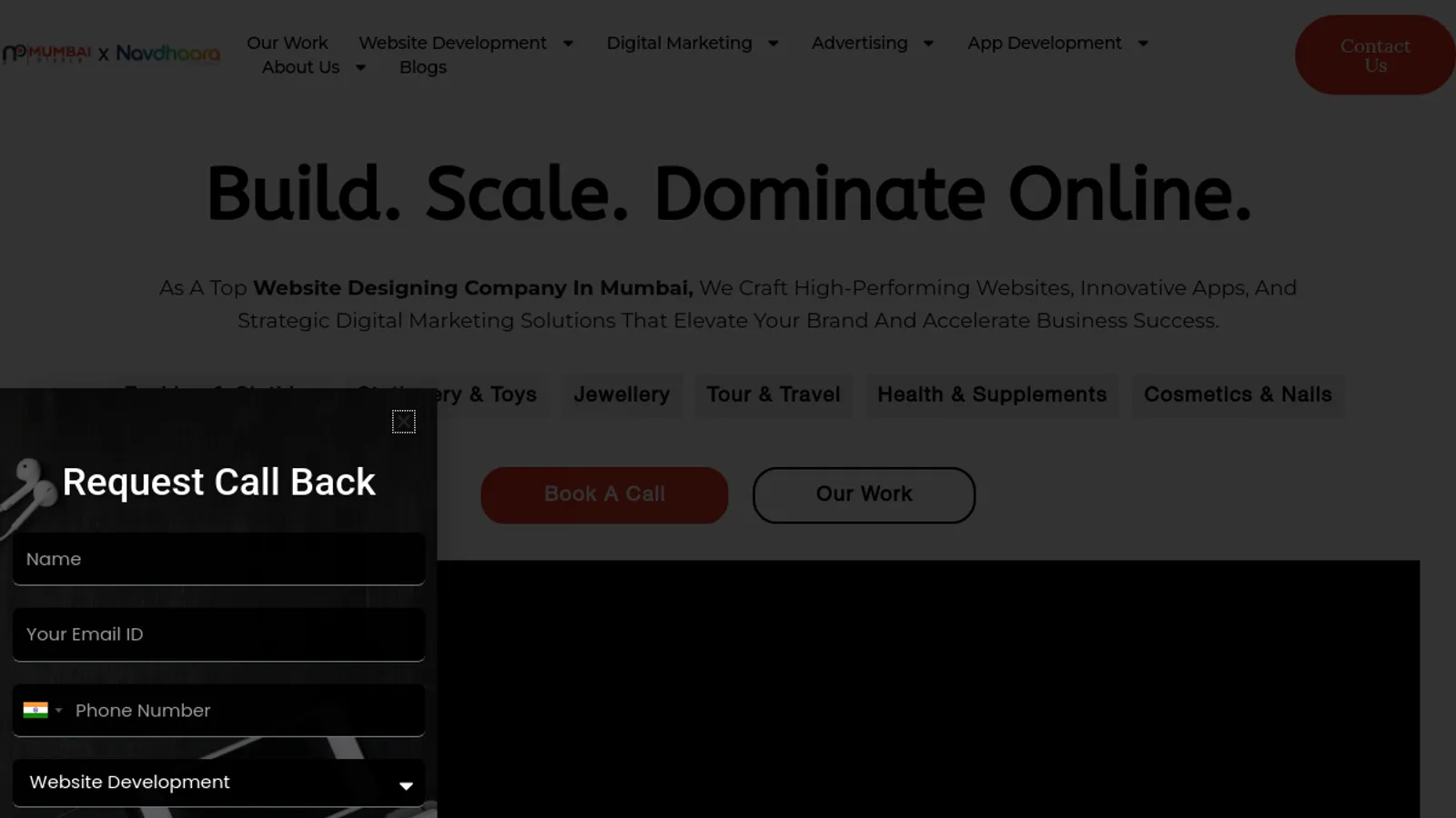 Screenshot of the eCommerce Developer in Mumbai - Mumbai Pixels homepage