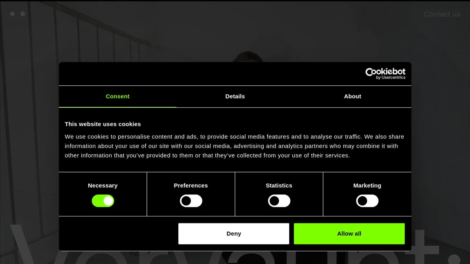 Screenshot of the Vervaunt homepage
