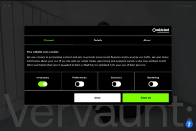 Screenshot of the Vervaunt homepage