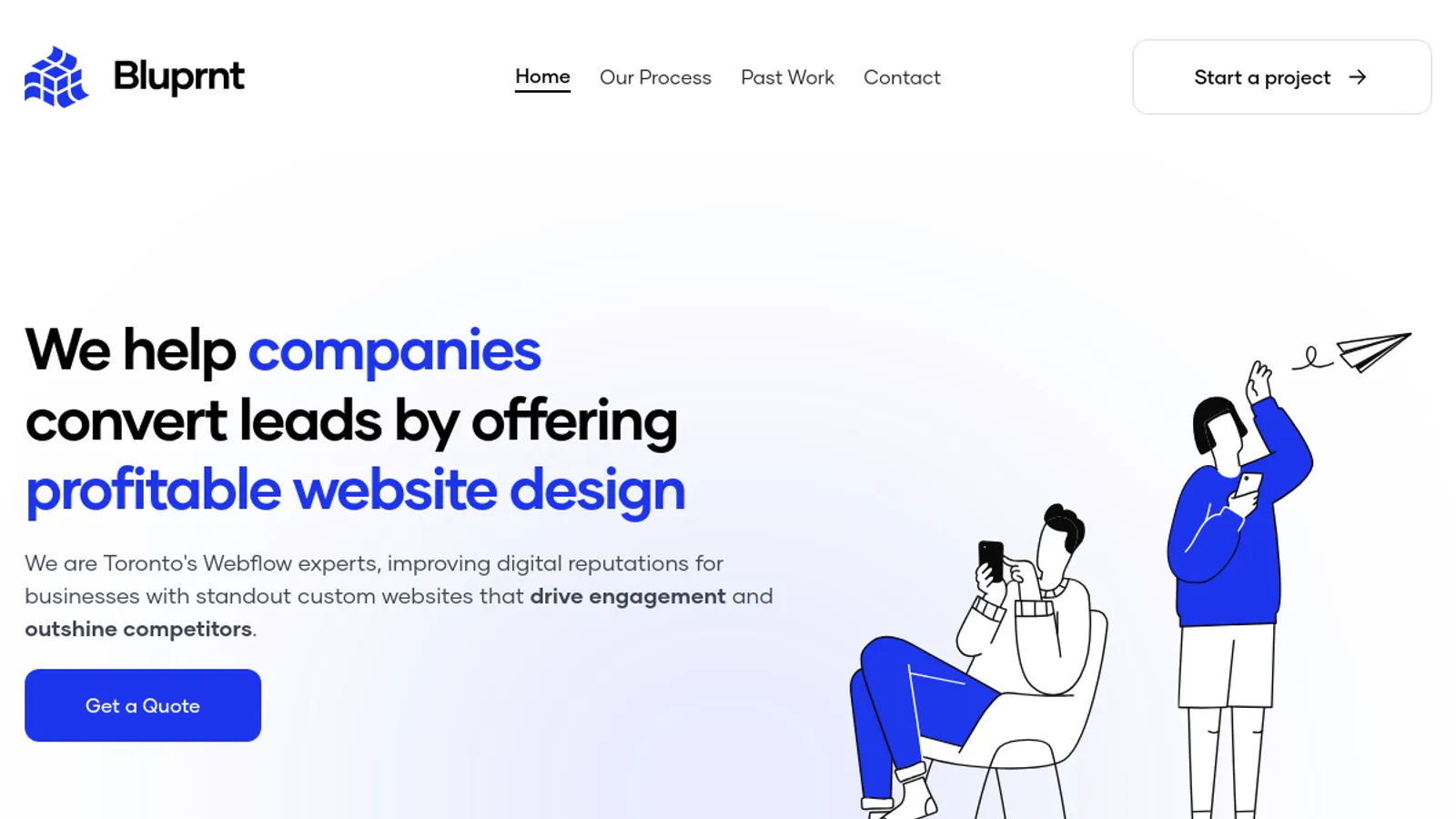 Screenshot of the Bluprnt Digital homepage