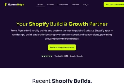 Screenshot of the Ecomm Bright homepage