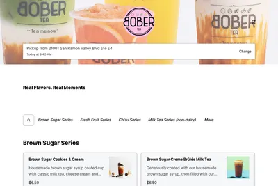 Bober Tea & Coffee website homepage