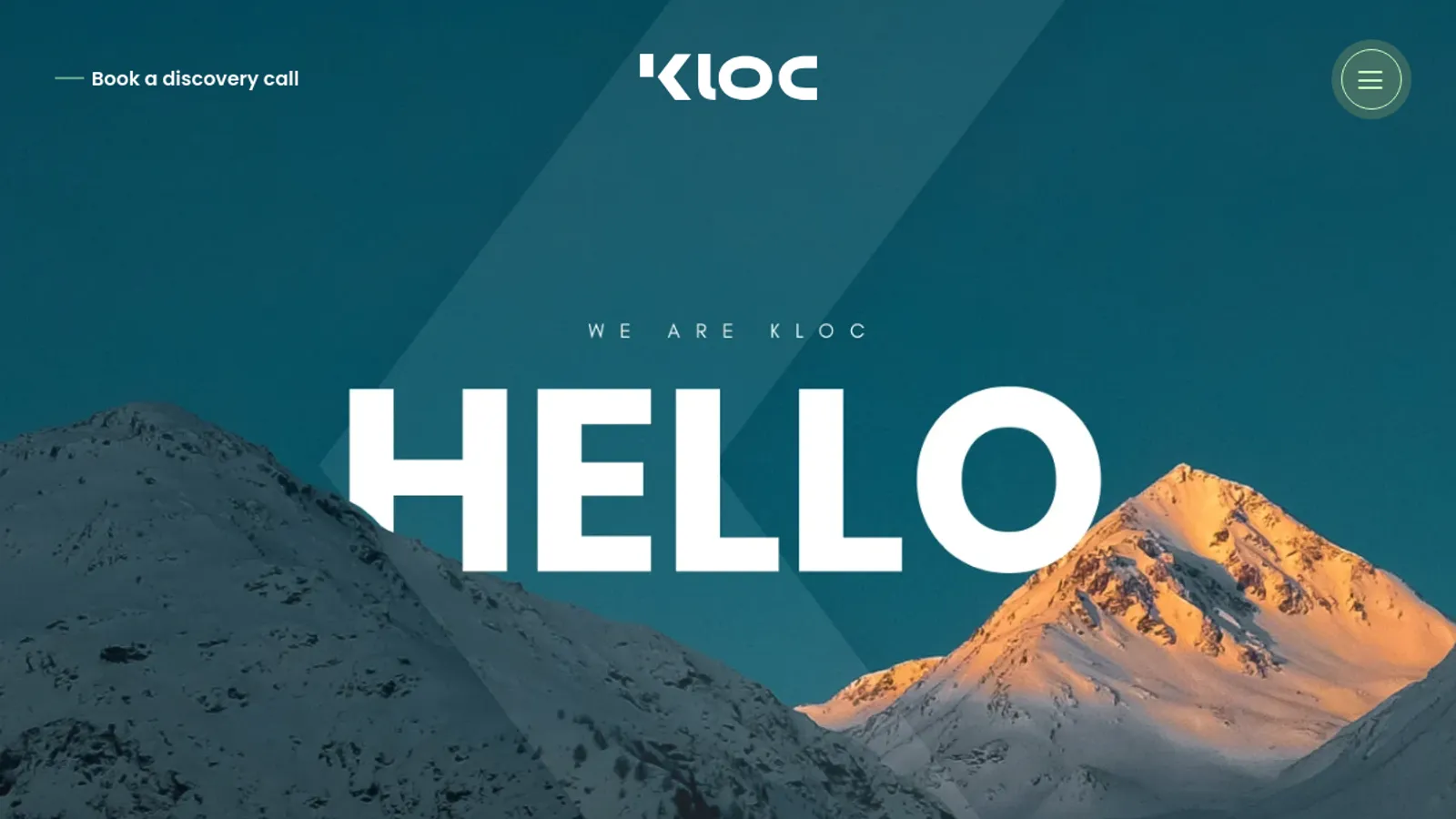 Screenshot of the KLoc homepage