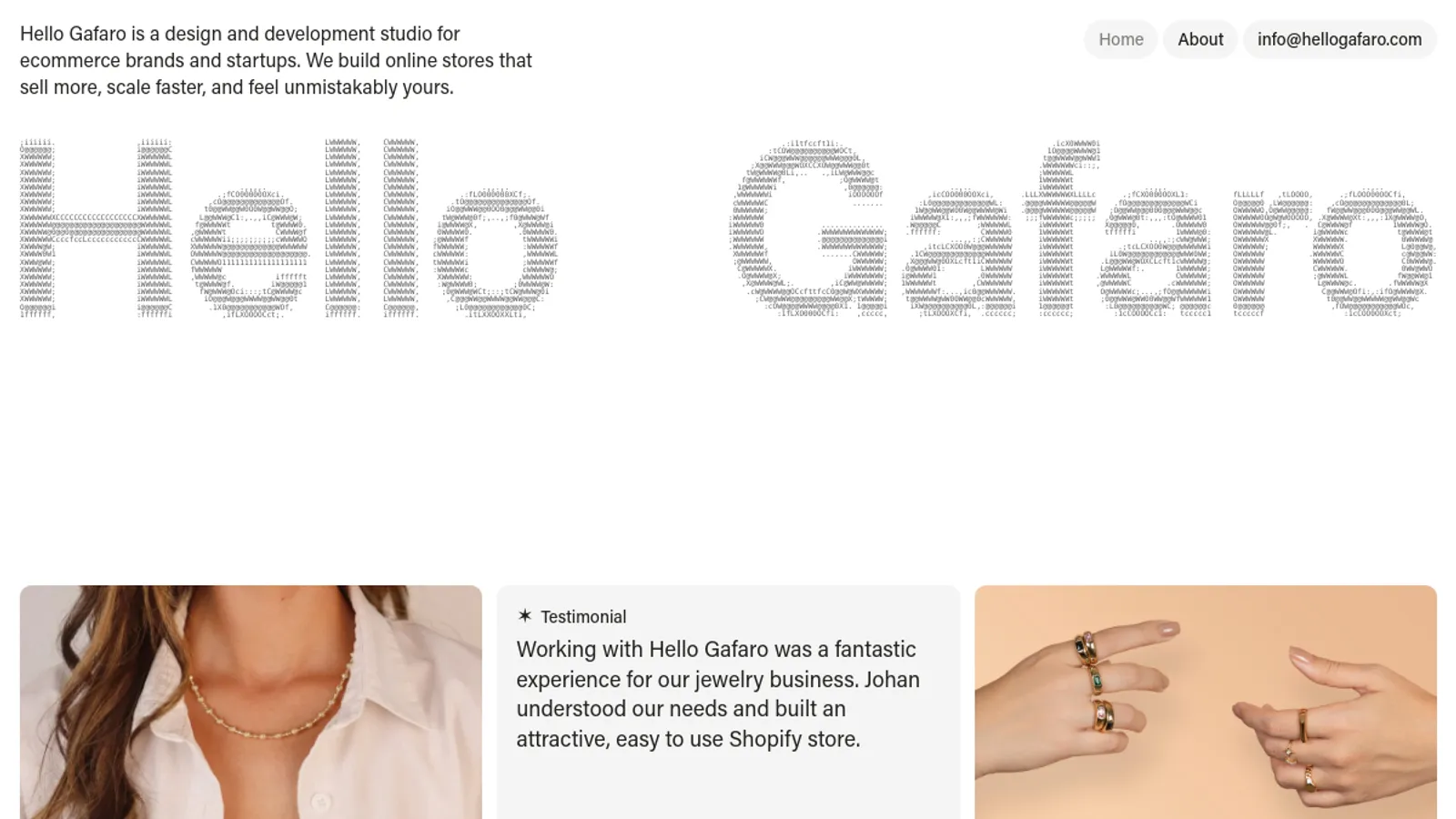 Screenshot of the Gafaro homepage