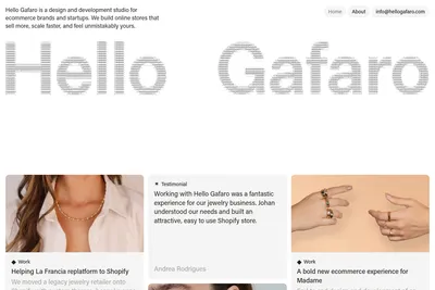 Screenshot of the Gafaro homepage