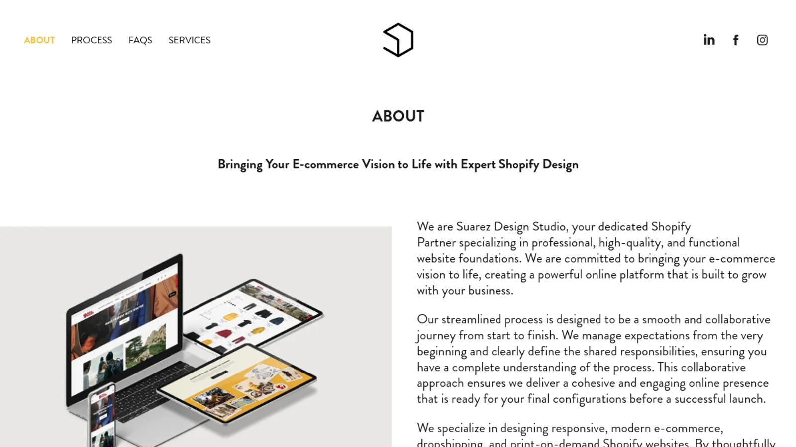 Screenshot of the Suarez Design Studio homepage