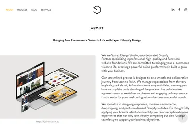 Screenshot of the Suarez Design Studio homepage