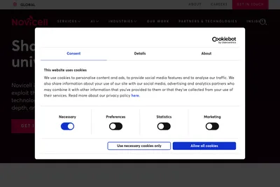 Screenshot of the Novicell homepage
