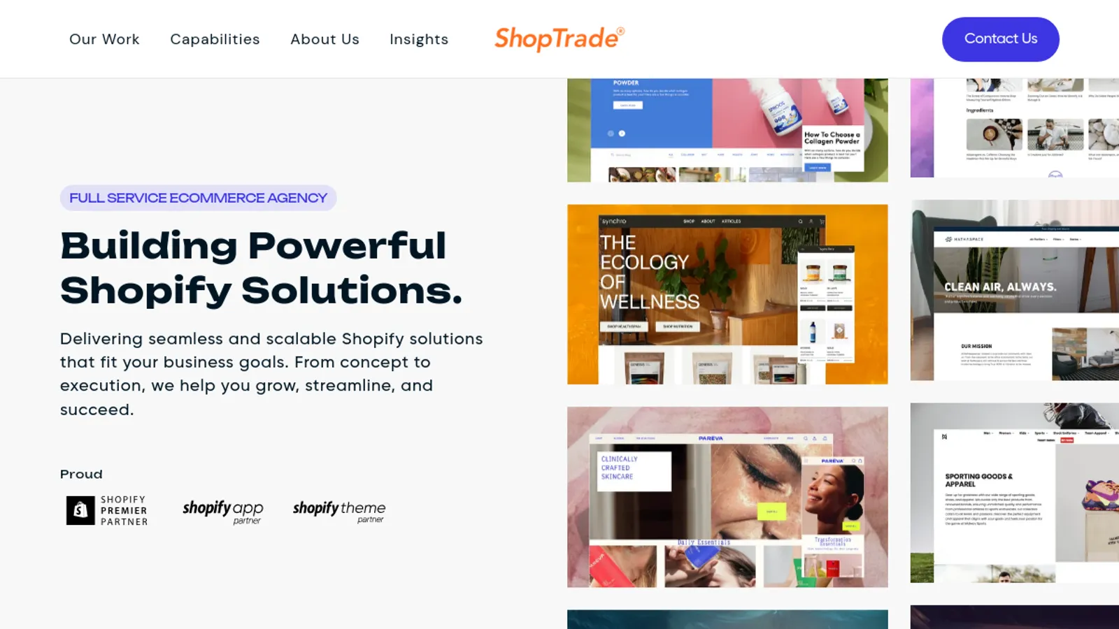 Screenshot of the ShopTrade homepage