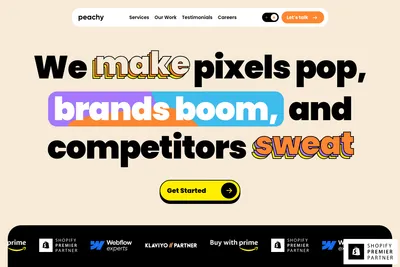 Screenshot of the Peachy homepage