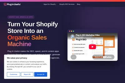 Screenshot of the Plug in Useful homepage