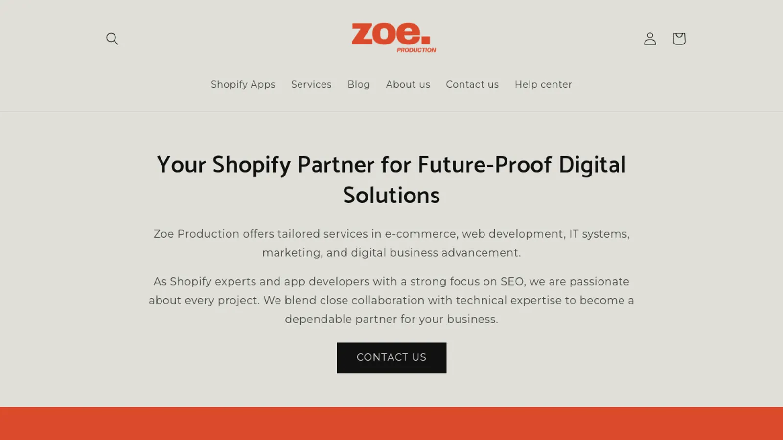 Screenshot of the Zoe Production homepage