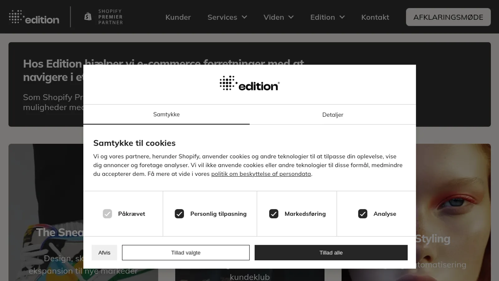 Screenshot of the Edition homepage