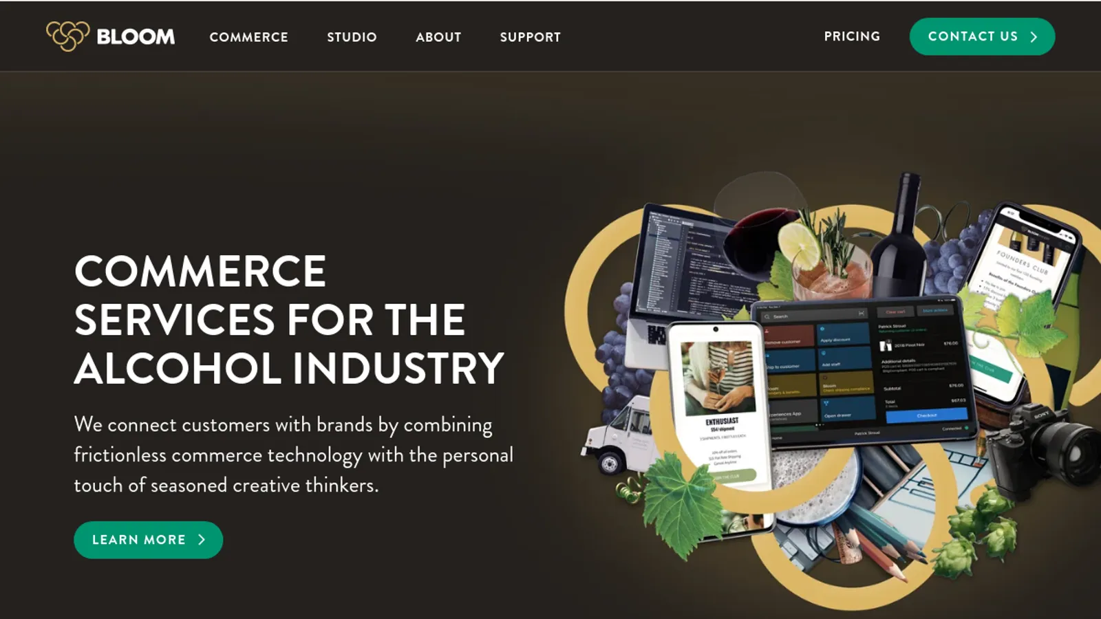 Screenshot of the Bloom homepage
