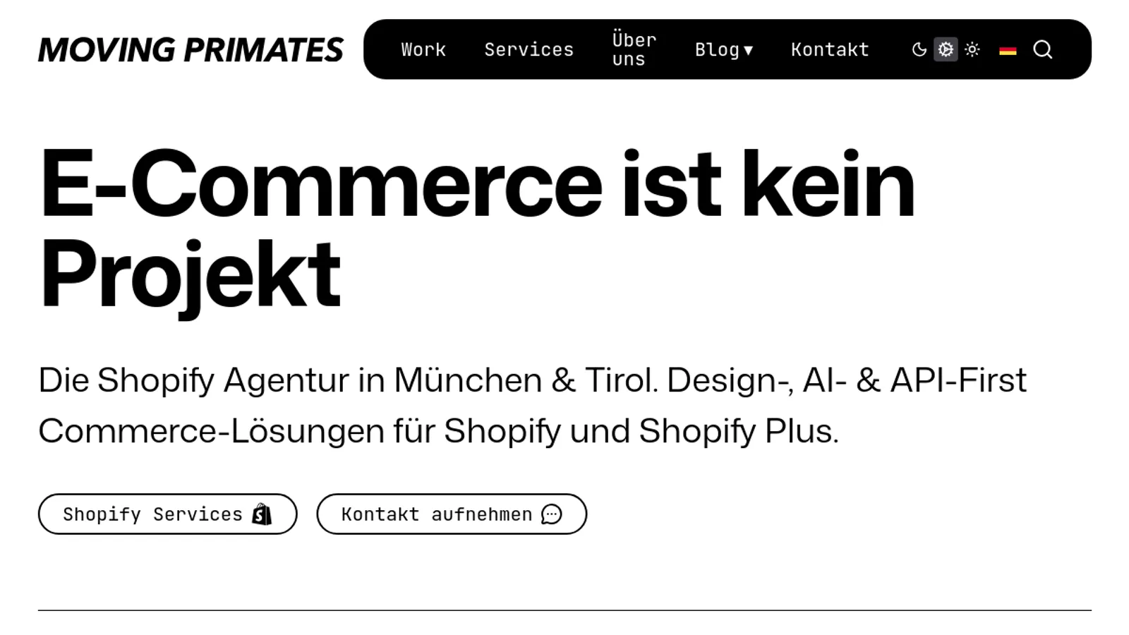 Screenshot of the Moving Primates GmbH homepage