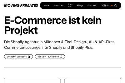Screenshot of the Moving Primates GmbH homepage