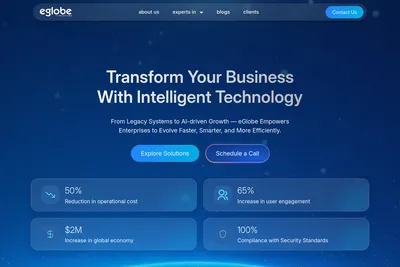 Screenshot of the eGlobe IT Solutions homepage