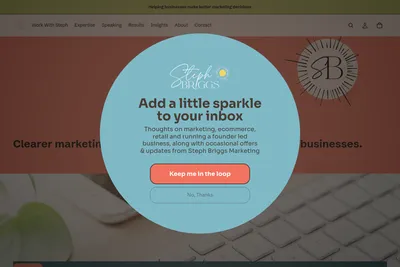 Screenshot of the Steph Briggs Marketing homepage