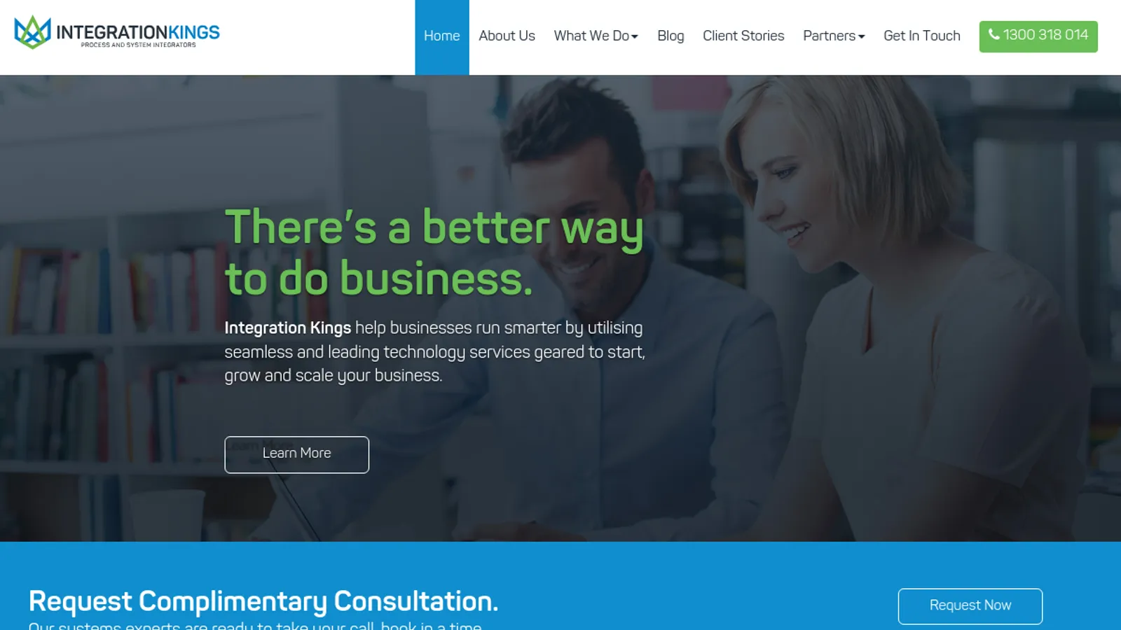 Screenshot of the Integration Kings homepage