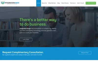 Screenshot of the Integration Kings homepage