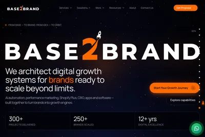 Screenshot of the Base2brand Infotech Pvt Ltd homepage