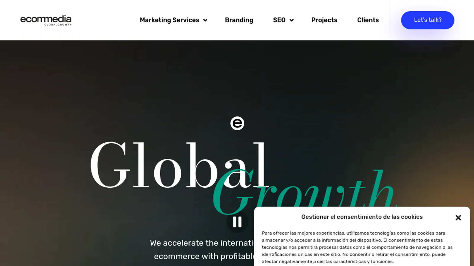 Screenshot of the ECOMMEDIA homepage