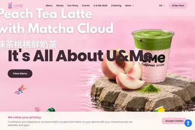 Ume Tea website homepage