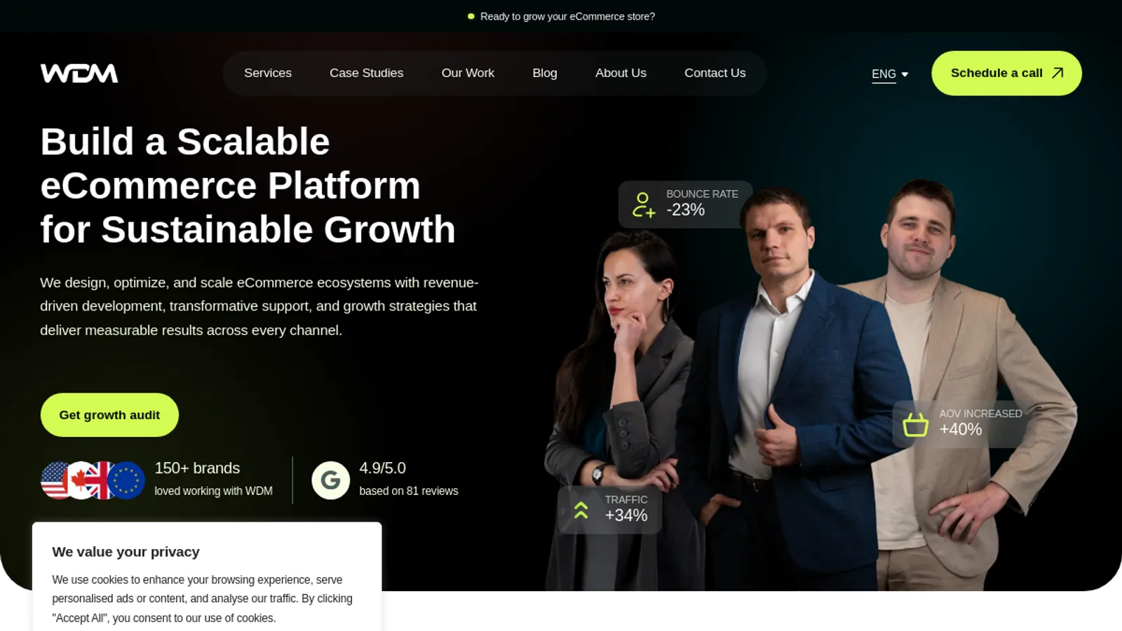 Screenshot of the WD Market homepage