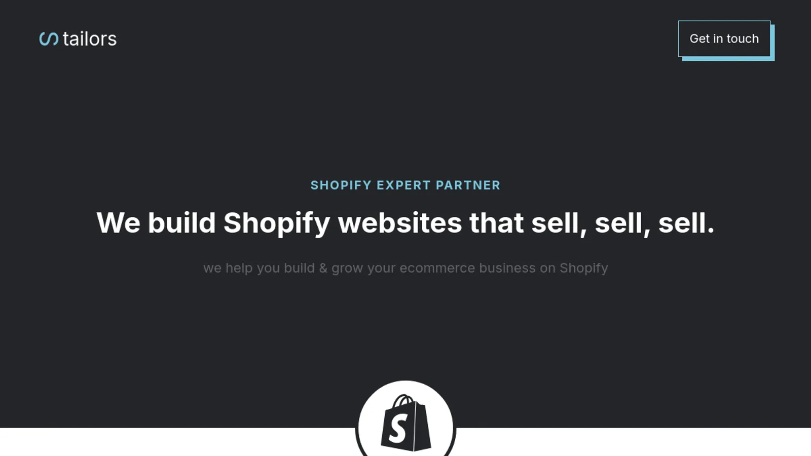 Screenshot of the Stailors homepage