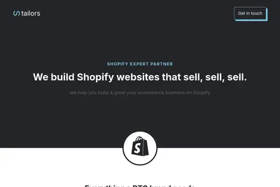 Screenshot of the Stailors homepage