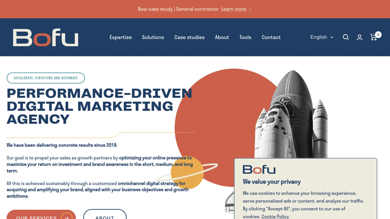 Screenshot of the Bofu Agence Marketing homepage