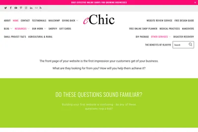 Screenshot of the eChic.com.au homepage