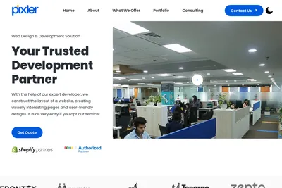 Screenshot of the Pixler It Solution Pvt Ltd homepage