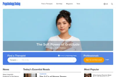Screenshot of the Psychology Today homepage