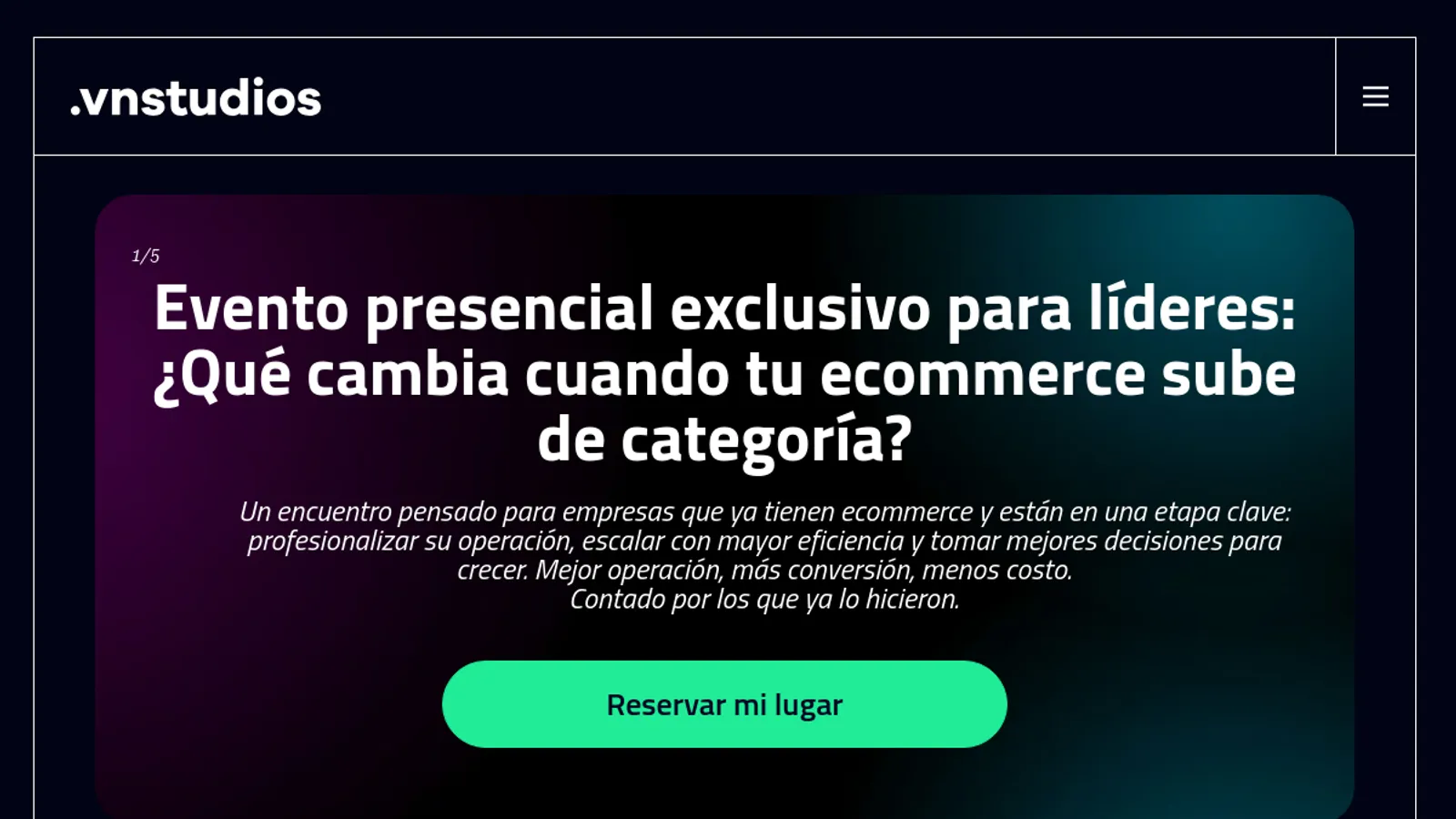 Screenshot of the VN Studios homepage