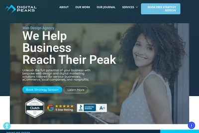 Screenshot of the Digital Peaks homepage