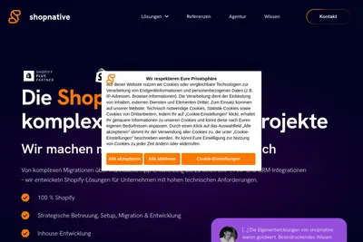 Screenshot of the shopnative GmbH homepage