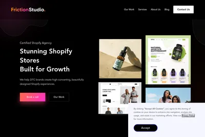 Screenshot of the Friction Studio homepage