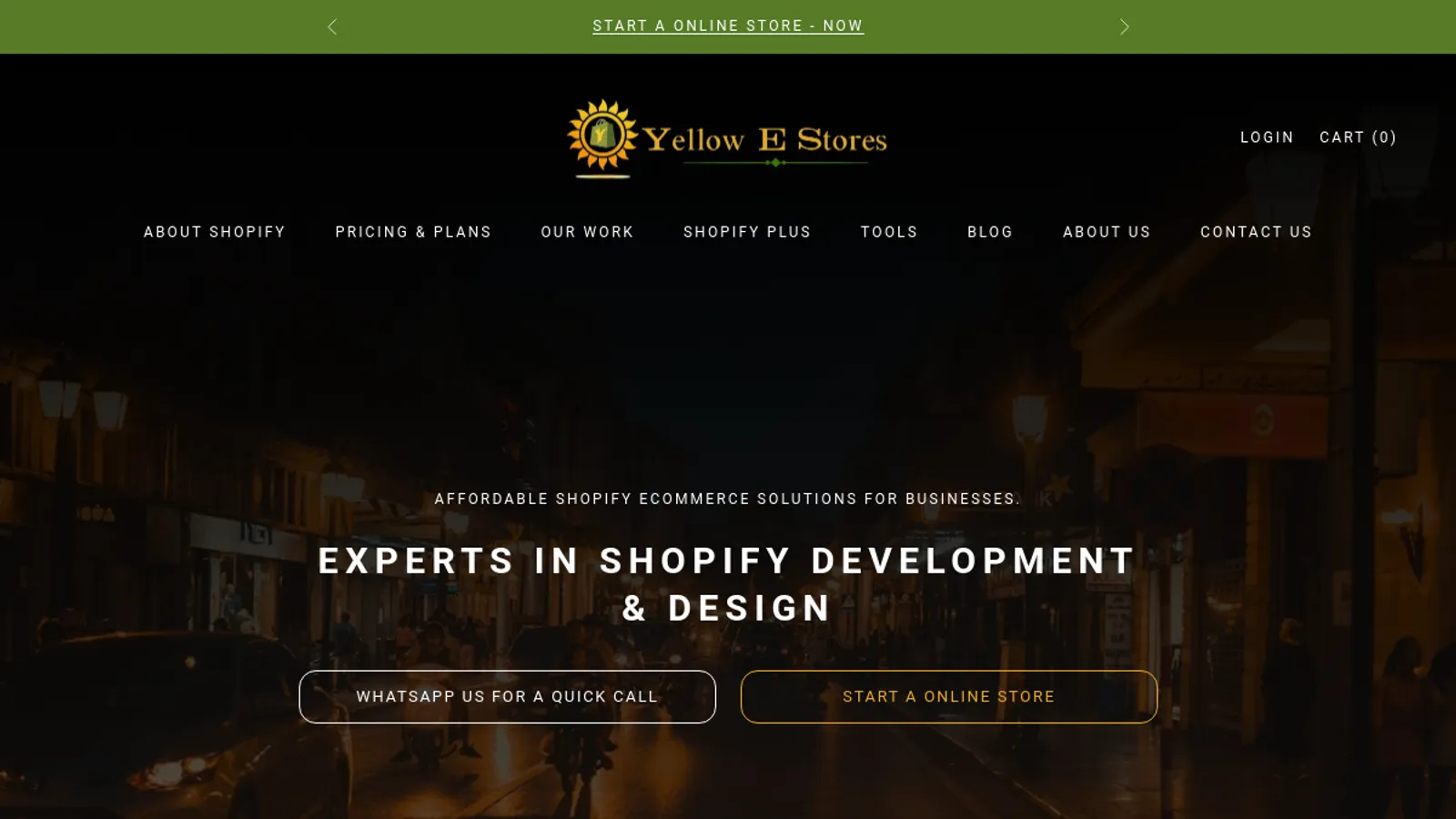 Screenshot of the Yellow.E.Stores homepage