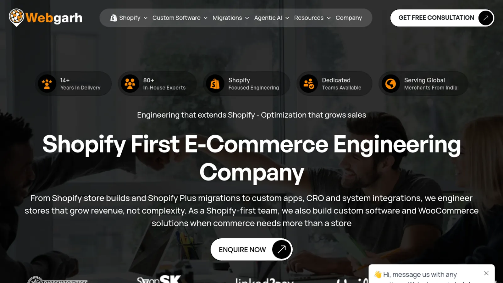 Screenshot of the WebGarh Solutions homepage
