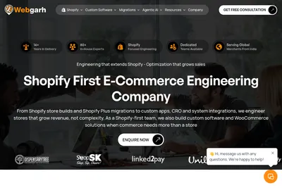 Screenshot of the WebGarh Solutions homepage
