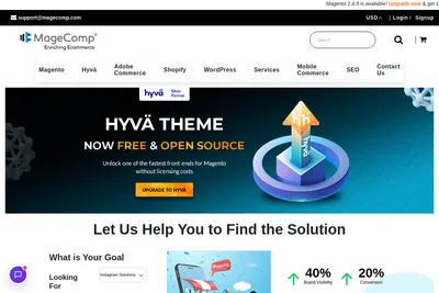 Screenshot of the MageComp homepage