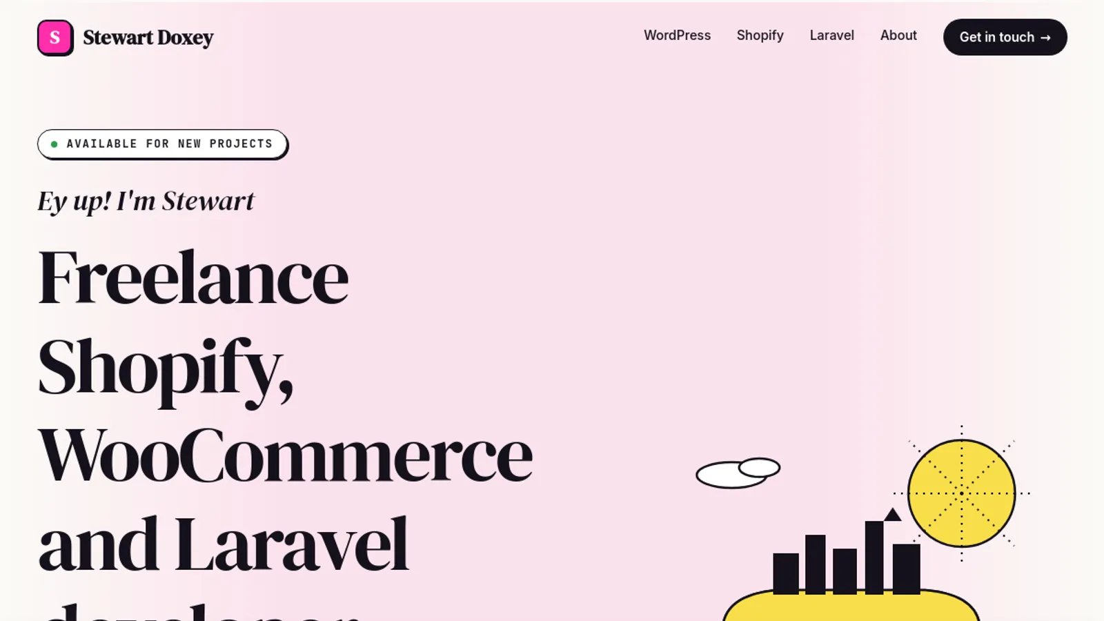 Screenshot of the Stewart Doxey homepage