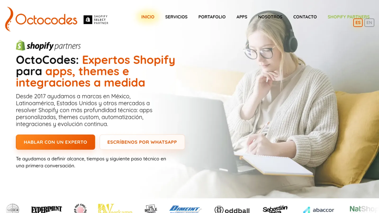 Screenshot of the OctoCodes homepage
