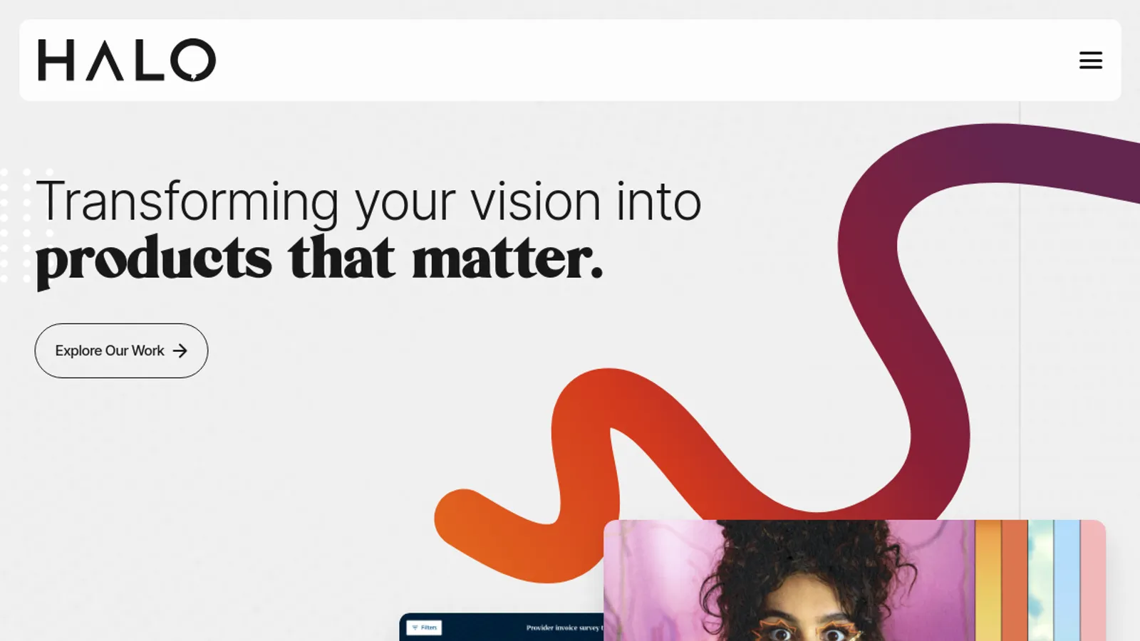 Screenshot of the HALO homepage