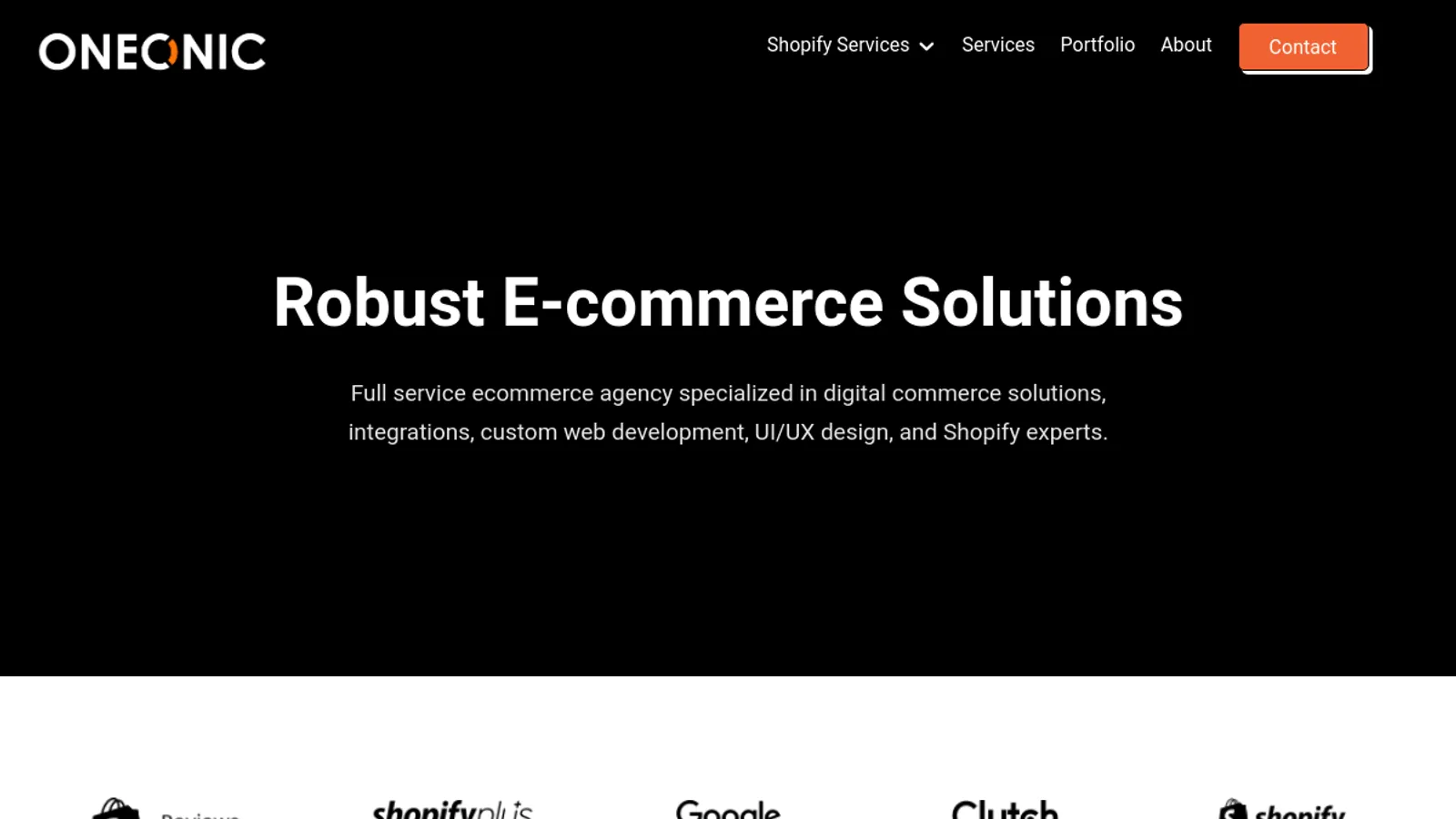 Screenshot of the OneOnic Solutions homepage
