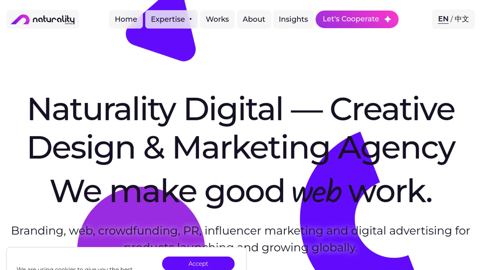 Screenshot of the Naturality Digital - Creative. Passionate. Data-driven. homepage