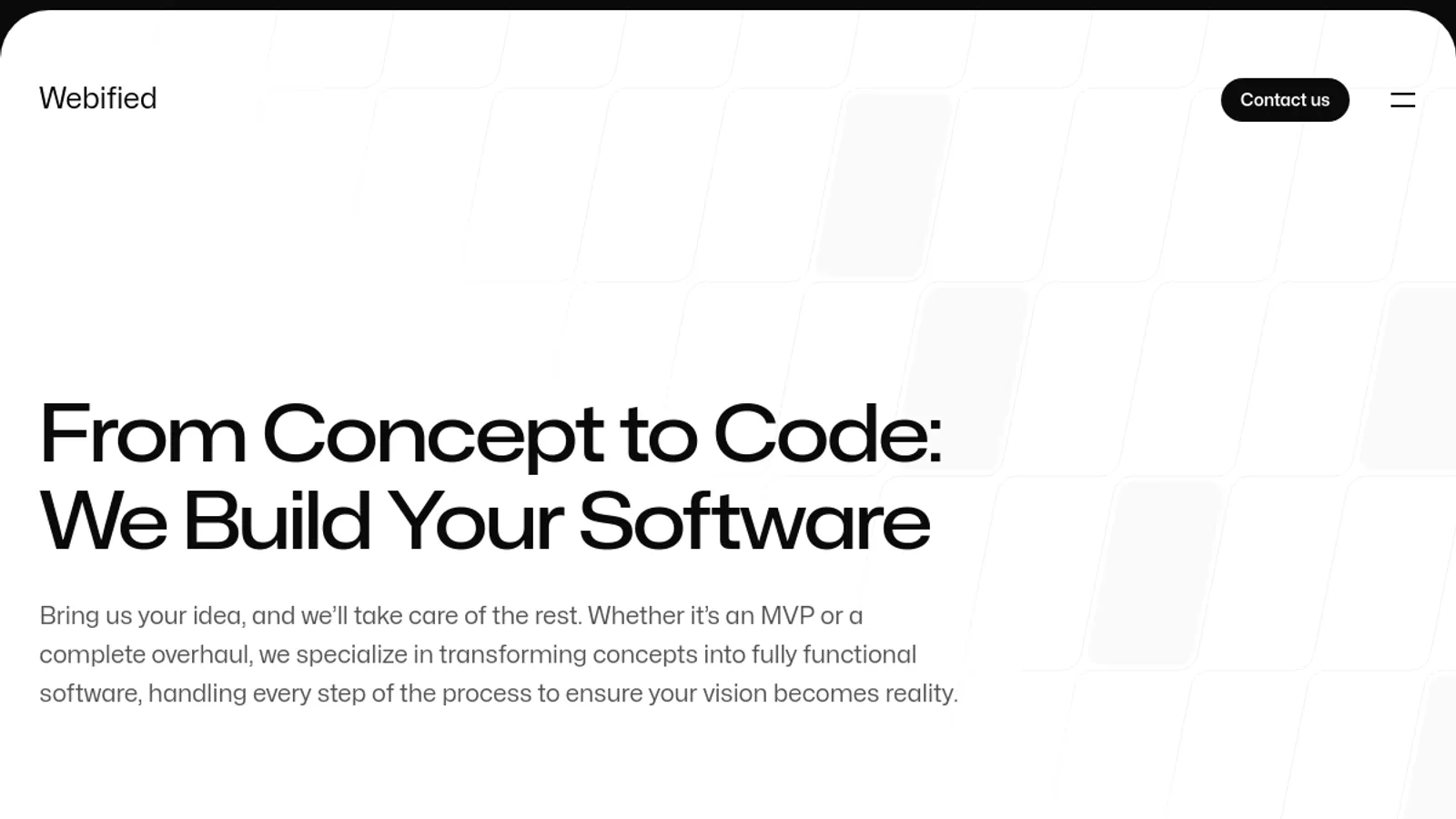 Screenshot of the Webified homepage