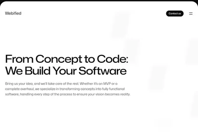 Screenshot of the Webified homepage