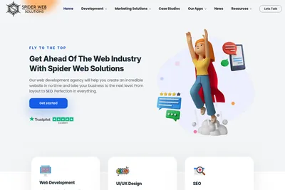Screenshot of the Spider Web Solutions homepage